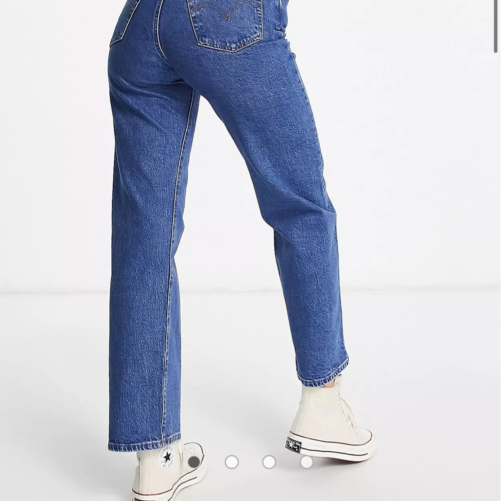 Levi’s ribcage straight ankle jean. Ultra high waist, mid blue color size 30.